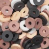 Heishi-perler i rør – skønt mix med hvide, lysegule og jordfarvede heishis, Ø6 mm