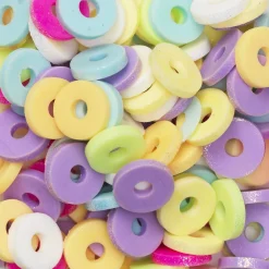 Heishi-perler i rør – skønt mix med guldskinnende pastelfarvede heishis, Ø6 mm