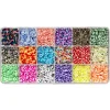 Heishi-perler i stribet & farvestrålende mix med 18 forskellige varianter