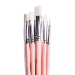 HIMI Gouache Brush 5-pak Pink Bird – 5 lyserøde pensler – 3 filbert, 1 rund og 1 flad
