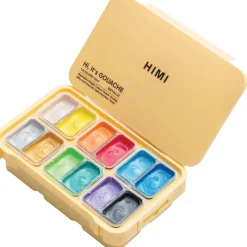HIMI Gouache Twin Cup Metallic, 12 skinnende jelly gouachefarver