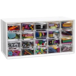 Hobbykommode fyldt med masser af hobbyting og hobbytilbehør - 37,4×15,4×18,7 cm