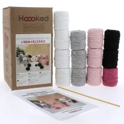 Hooked DIY-kit Farm friends, hækl 3 glade venner fra bondegården