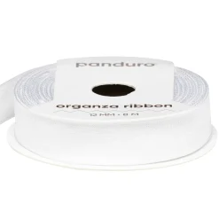 Hvidt organzabånd – 12 mm bredt og 8 meter langt