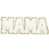 Iron-on stofmærke MAMA i bløde frottébogstaver med glitrende guldkant! 110×40 mm