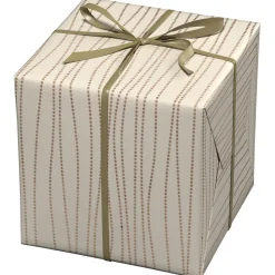 Julepapir 10 meters rulle, 57 cm bred – beige papir med vandrende prikmønster