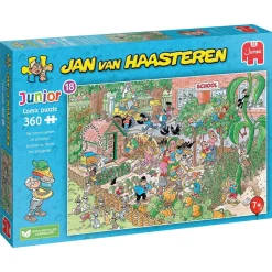 JVH Junior Puslespil School Garden – 360 brikkers børnepuslespil af Jan van Haasteren, 33,5×48,5 cm