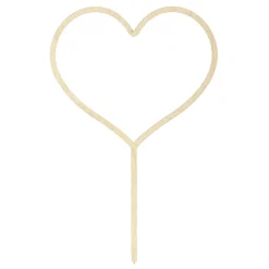 Kagedekoration, cake topper, hjerte af lyst træ, total højde 23 cm