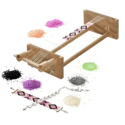 Kit med perlevæv, perler m.m. til at væve perlearmbånd