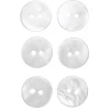 Knapper af hvid, skinnende muslingeskal, 6 stk. Ø15 mm