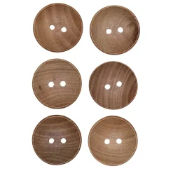 Knapper af træ, 6 stk. Ø20 mm