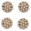 Knapper med perlemorsskinnende miniperler på guldfarvet metal, 4 stk. Ø11 mm
