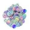 Konfetti iriserende smileys i farvemix Ø15 mm, 15 gram, 250 g/m² papir