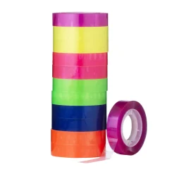 Kontortape i mix med glade farver, 12 ruller à 27,4 meter, bredde 1,2 cm