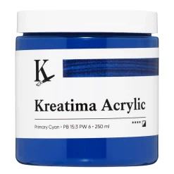 Kreatima Acrylic akrylfarve 250 ml – Primary Cyan PB 15:3 PW 6