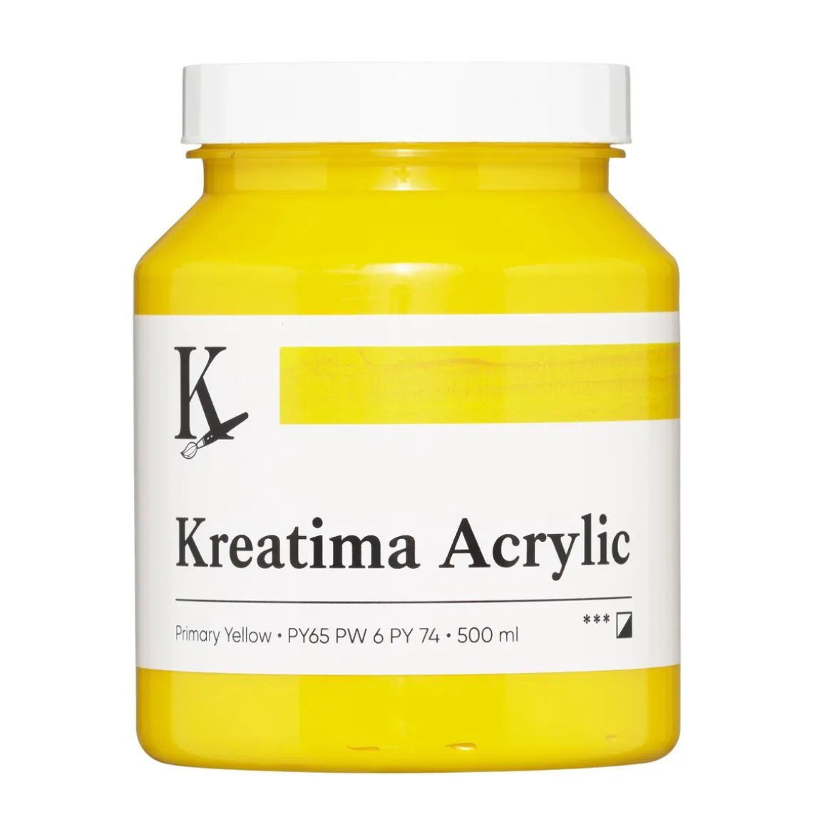 Kreatima Acrylic akrylmaling 500 ml – Primary Yellow PY 65 PW 6 PY 74