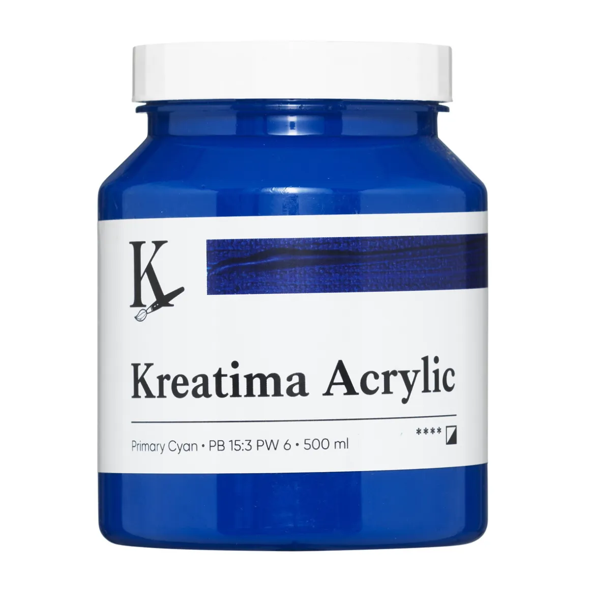 Kreatima Acrylic akrylmaling 500 ml – Primary Cyan PB 15:3 PW 6