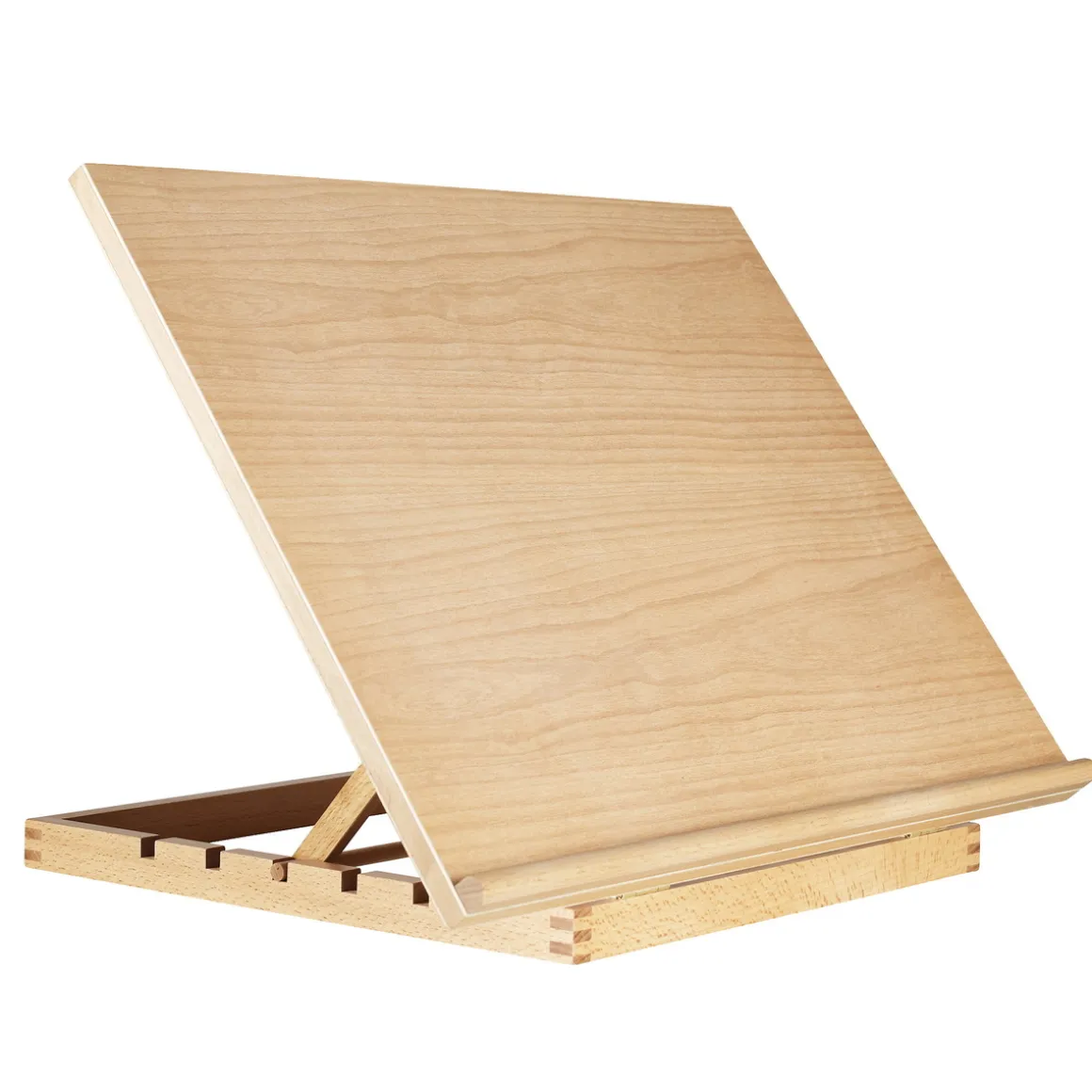 Kreatima tegnebord og bordstaffeli af træ, 60×45 cm – sammenklappeligt i 4 vinkler og liggende