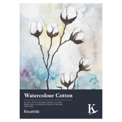 Kreatima Watercolour akvarelblok 100% bomuld A4 (210×297 mm), 20 ark, 300 g/m²