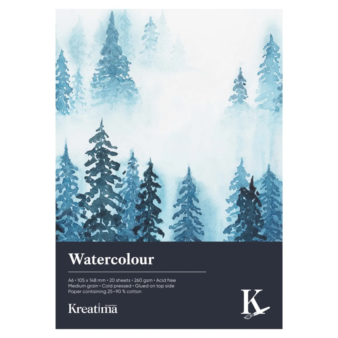 Kreatima Watercolour akvarelblok A6 (105×148 mm), 20 ark, 260 g/m²