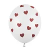 Latexballoner 6-pak Ø30 cm – hvide med røde hjerter, perfekte til valentinsdag!