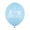 Latexballoner 6-pak Ø30 cm – lyseblå med teksten Happy Birthday