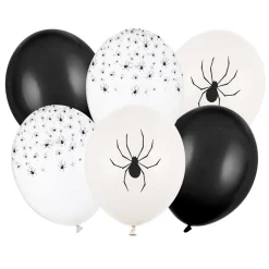 Latexballoner 6-pak, uhyggelige balloner med edderkopper til halloween! Ø30 cm