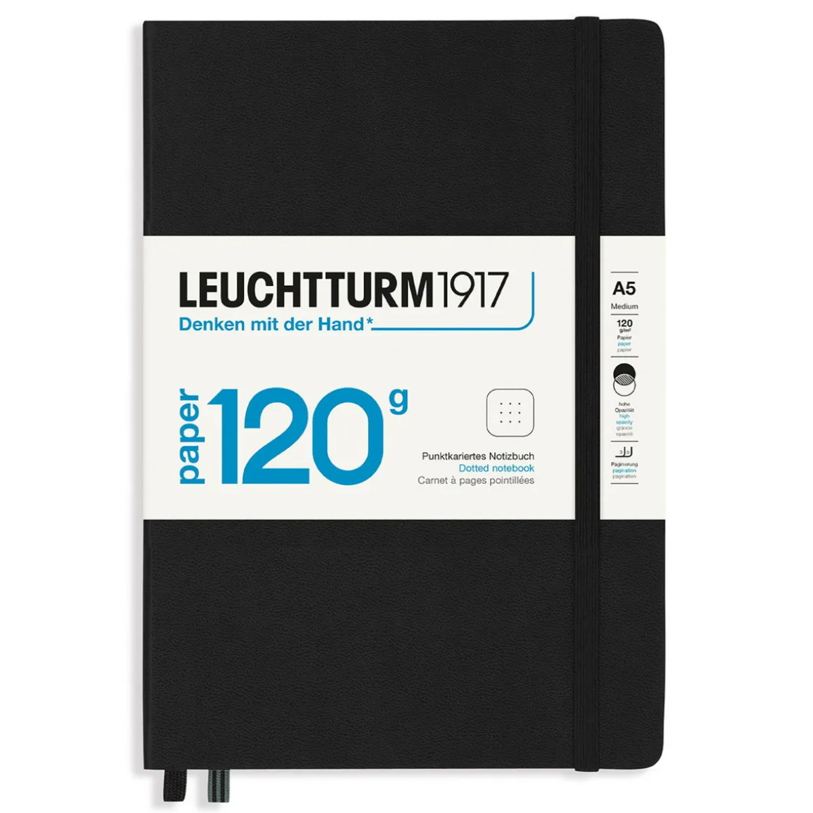 Leuchtturm1917 Notebook A5 Dotted 120g Black – Hardcover