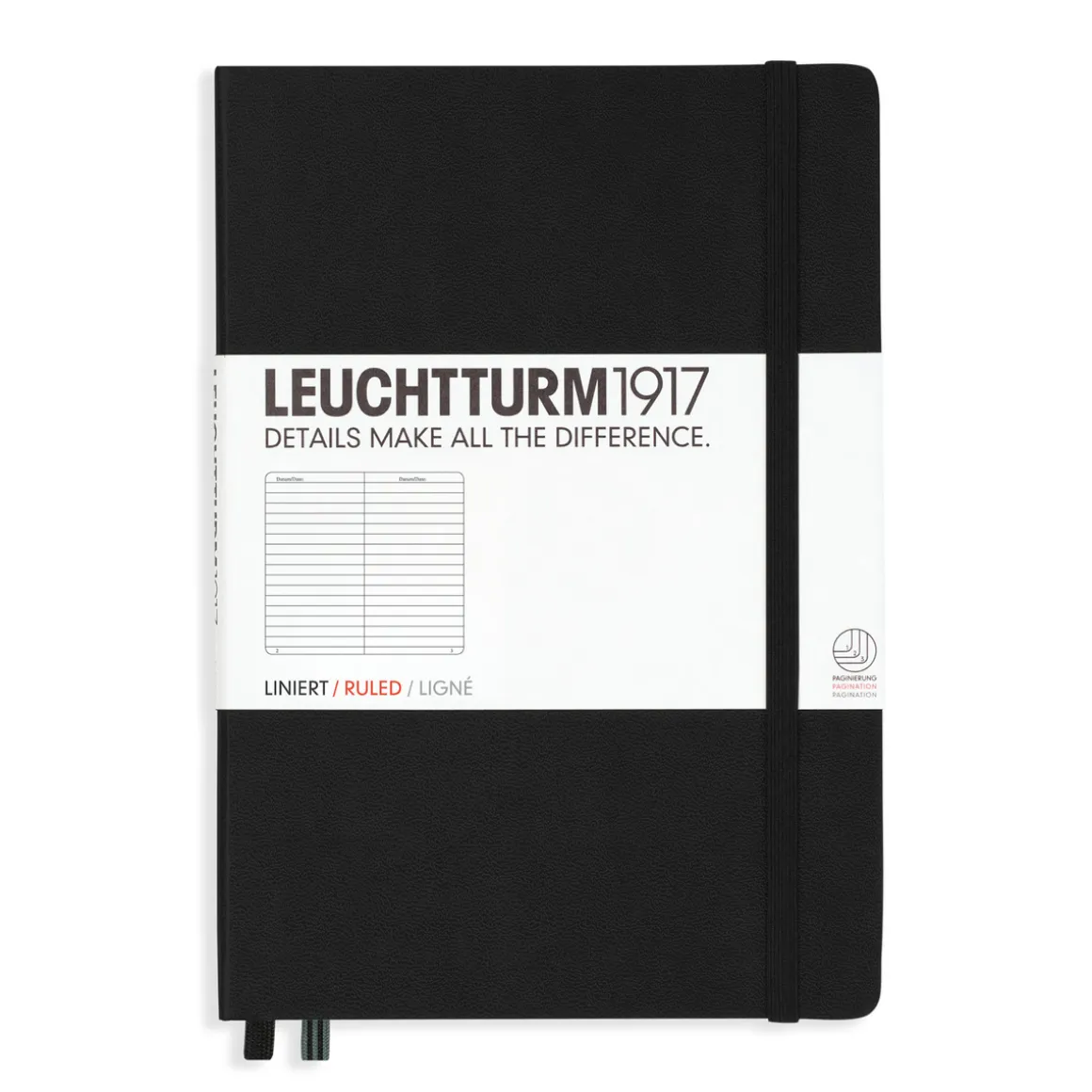 Leuchtturm1917 Notebook A5 Ruled Black – Hardcover