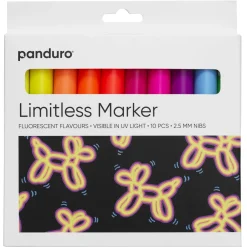 Limitless Markers Fluorescent Flavours Set 10 – akrylmarkers i stærke farver, der er synlige i UV-lys!