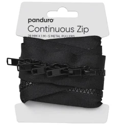 Lynlås, sort, længde med 1 meter lynlås 5 zippers/håndtag