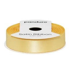 Lysegult satinbånd – 12 mm bredt og 8 meter langt