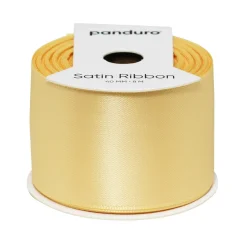 Lysegult satinbånd – 40 mm bredt og 8 meter langt