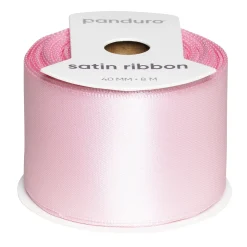 Lys rosa satinbånd – 40 mm bredt og 8 meter langt