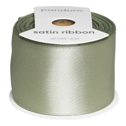 Lyst kakifarvet satinbånd – 40 mm bredt og 8 meter langt