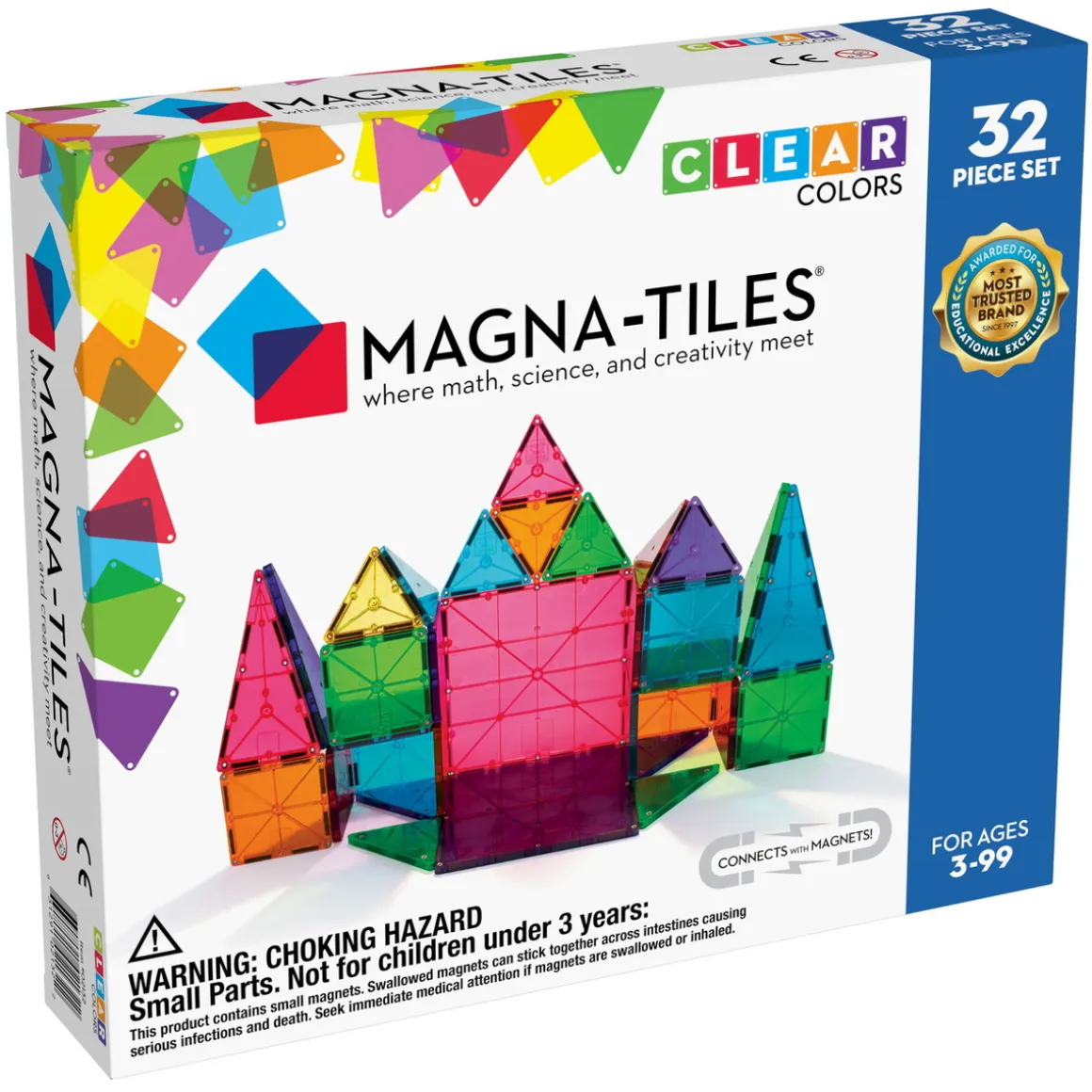 Magna-tiles 32 stk. – innovative, farvestrålende og transparente byggeklodser med indbyggede magneter