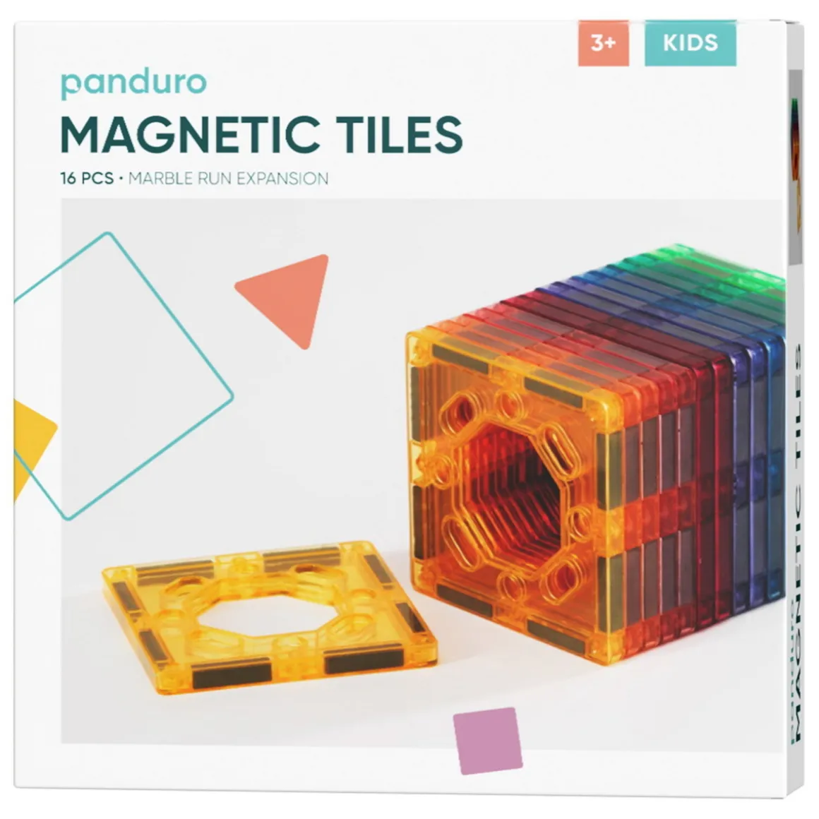 Magnetic Tiles Expansion, 16 firkantede magnetiske brikker med ottekantede huller