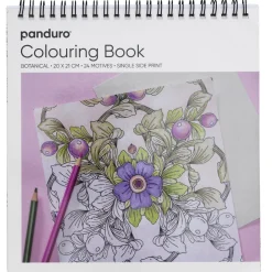 Malebog Botanik & Blomster, spiralbundet, 20×21 cm, 24 motiver, 120 g/m²