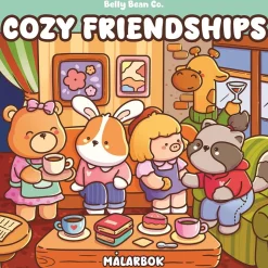 Malebog Cozy Friendships by Belly Bean, farvelæg 32 supersøde motiver! 21,5×21,5 cm