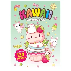 Malebog Kawaii 21×29,7 cm, 36 sider med søde motiver! +124 stickers
