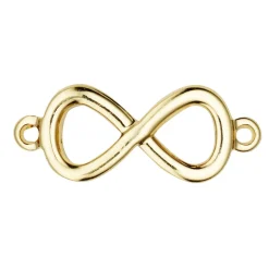 Mellemdel infinity-tegn, evighedssymbol, ouroborose, guldfarvet 17×6 mm