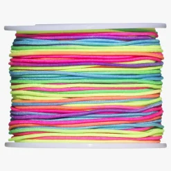 50 meter/Ø1 mm regnbuefarvet elastisk, stofbeklædt smykketråd