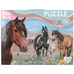 Miss Melody puslespil Heste i folden, 100 store brikker, 58×40 cm