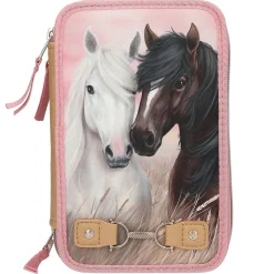 Miss Melody Triple penalhus Dusty Rose med masser af penne m.m. 13×20×7,5 cm