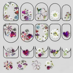 Neglestickers sweet – 19 negleklistermærker med farvestrålende blomster