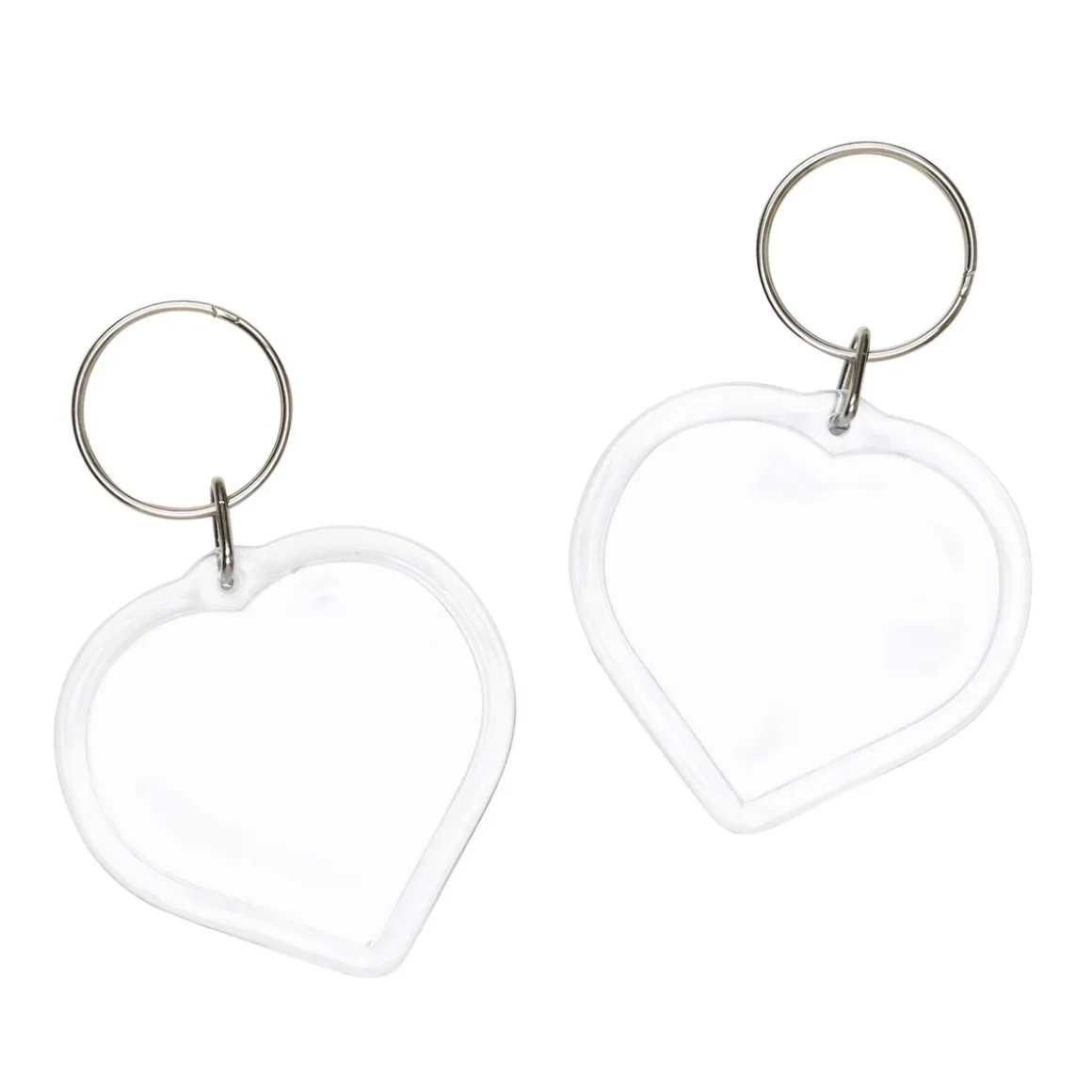 Nøglering med delbar billedholder, hjerte, 2-pak. 5×8 cm (inkl. ring)