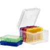 Opbevaringskasse af plast, 18,5×21,5×14 cm, med 6 kasser i forskellige farver à 17×12×3 cm