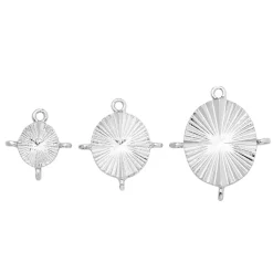 Ovale vedhæng (charms) med øskner. 3 stk. sølvfarvede, 15 × 17 / 20 × 22 / 23 × 27 mm