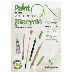 Paint ON Mix Media Multi Techniques Recyclé – kraftig A4-blok / 30 ark fremstillet af genvundet papir