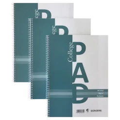 3-pak spiralbundne, linjerede kollegieblokke A4 – 229×297 mm, 70 ark, 70 g/m²